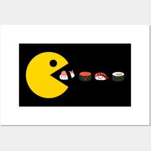 Pac man and sushi Posters and Art